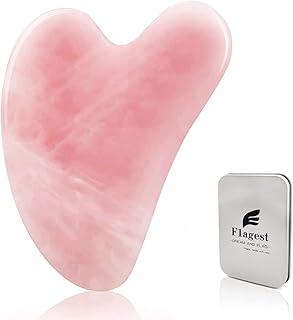 Gua Sha Rose Quartz Massage Tool, Facial Tool for Scraping and SPA Acupuncture Therapy, Heart Shape Rose Quartz Trigger Point Treatment on Face (Rose Quartz)