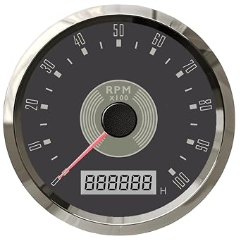 ELING 85mm Tachometer Tacho 10000RPM Meter with Hour Meter Red Yellow Backlights for Gasoline Engine Car Motorcycle 12V 24Volt