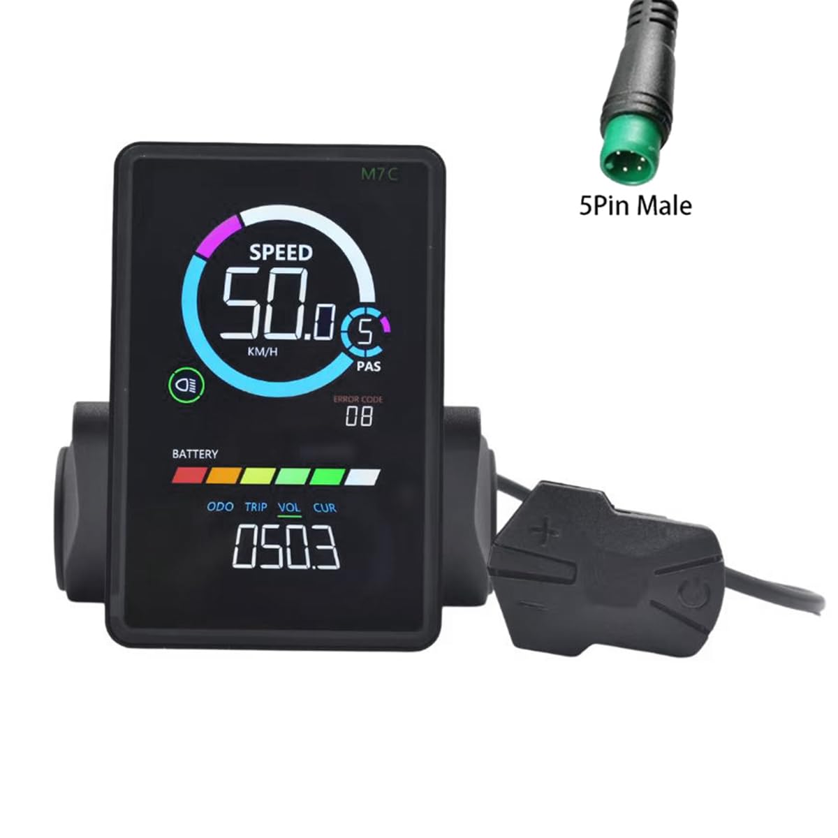 M7C-2 wyświetlacz LCD do roweru elektrycznego 24 V-60 V + 36 V 350 W kontroler fali sinusoidalnej, panel LCD do roweru górskiego, E, 5 pinów, łatwa instalacja, łatwy w użyciu
