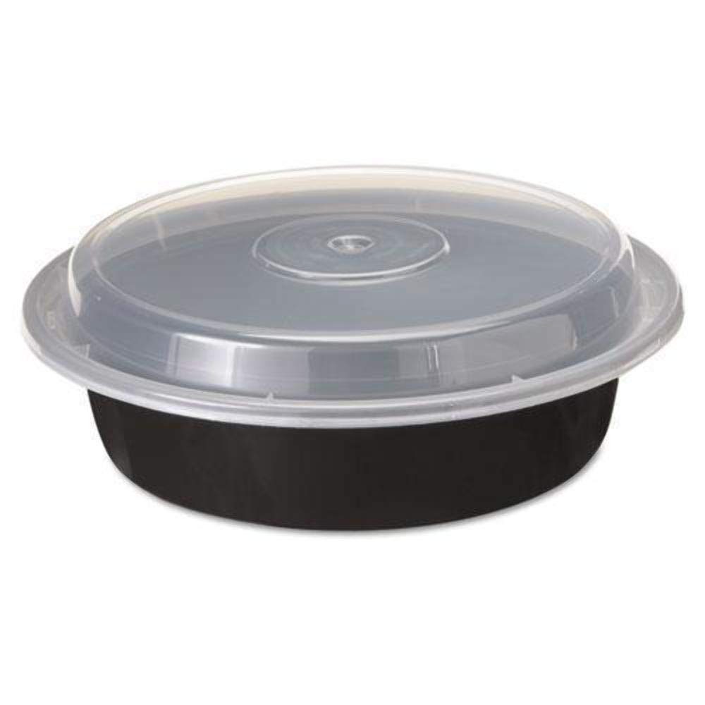 Pactiv VERSAtainers 24 oz 7" Diameter Carry Out Container Black/Clear 150/Carton