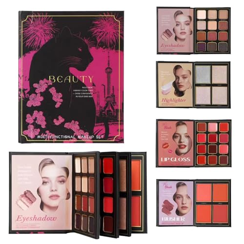 Paletas de maquillaje – 4 capas de larga duración plegable multifunción suministros de belleza – paleta de maquillaje de viaje – para artista cara madura boda fiesta fiesta oficina viaje moda