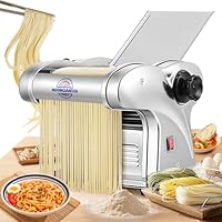 Moongiantgo Nudelmaschine Elektrische, Edelstahl Nudelmaker, Pastamaschine mit 3 Klingen von 1,5 mm, 4mm und 9 mm, 9-Stufige Dickeinstellung 0,3-3 mm für Nudeln,Fettuccine,Tagliolini,Ravioli,Dumpling
