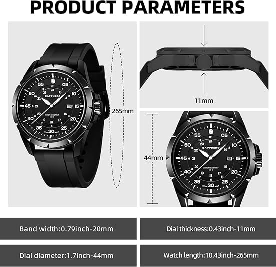 Image of Sapphero Mens Watches Quartz Movement Chronograph 30M Waterproof Steel Strap Fashion Business Sport Design Scratch Resistant Gifts for Men