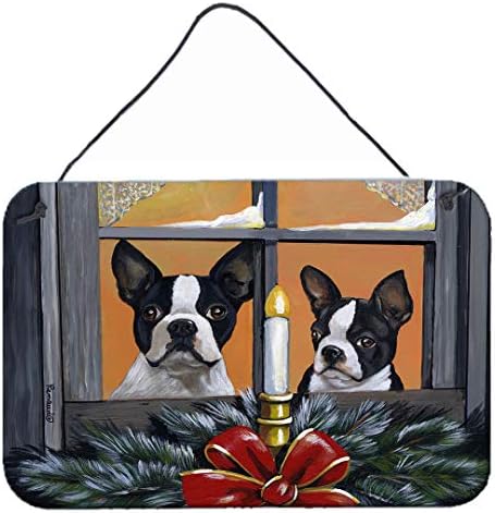 Caroline's Treasures PPP3248DS812 Boston Terrier Looking for Santa Christmas Wall or Door Hanging Prints Aluminum Metal Sign Kitchen Wall Bar Bathroom Plaque Home Decor, 8x12, Multicolor image 3