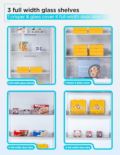 Image of BLACK+DECKER 21 Cu. Ft. Convertible Freezer Refrigerator, Upright Freezer or All Fridge with Glass Shelves, Reversible Door, R600a Refrigerant, ENERGY STAR rated, Frost Free, BUC2100JW, White