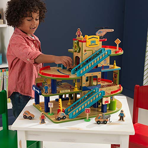 Kidkraft Wash N Go Wooden Car Garage Playset With 19-Piece Accessory Set And Moving Elevator, Gift For Ages 3+ #TOP1