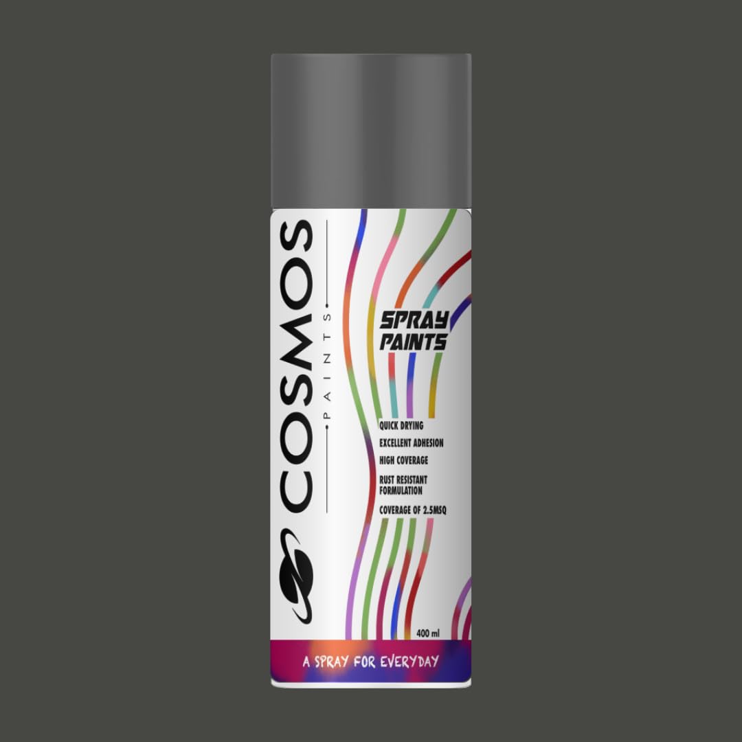 Cosmos Paints Matt Black Grey Spray Paint 400ml-image-4