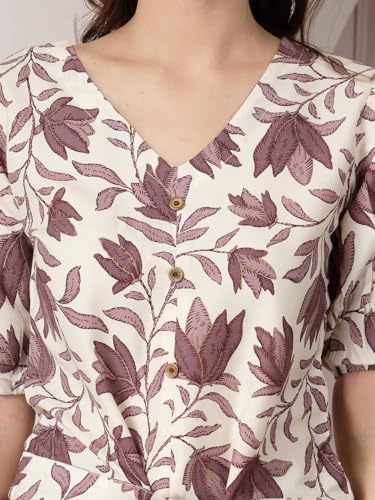 Image of Stylum Women's Floral Printed Rayon Co-Ord Set (CSMAUVELUX Mauve)