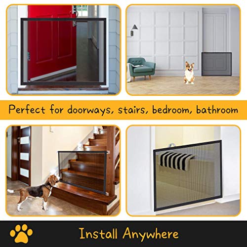 BINGPET Safety Magic Dog Gate - Pet Guard Gate, Durable Portable Mesh Gate Install Anywhere, Indoor Pet Barrier for Doorway, Stairs, Gates for Kids and Pets - 39.4in x 29.5in - Thumbnail 6