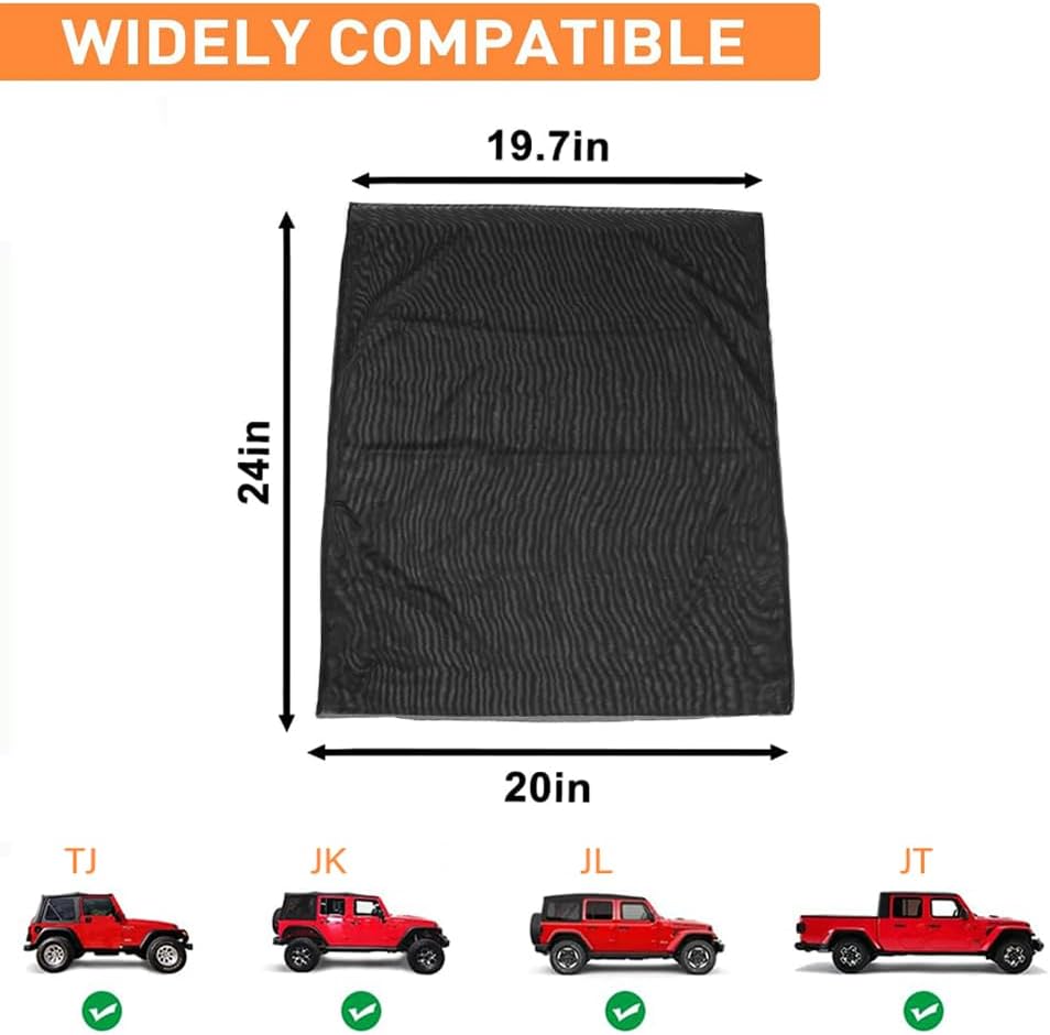Rear Window Shade Breathable Sun Shade Sunshade Cover Side Window Mesh Screen Bugs Mosquito Net for Jeep Wrangler TJ JK JL & Gladiator JT (2)