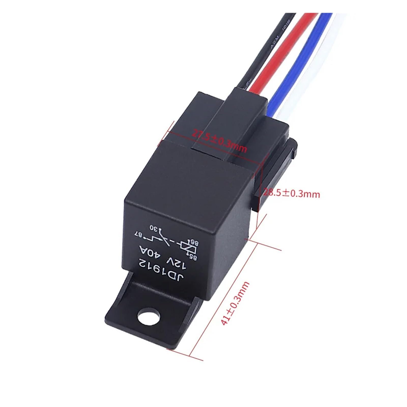 relé de Potencia Relé automotriz de 5 Piezas, 12 V, 24 V, 40 A, 4 Pines y 5 Pines con Terminal de Cobre Rojo y Negro.(12V 5PIN)