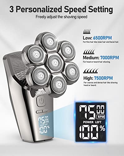 Electric Razor For Men, Jimster 5-In-1 Head Shaver For Bald Men, Magnetic Cordless Electric Head Shavers With Beard Nose Hair Trimmer, Ipx7 Waterproof Wet/Dry Mens Grooming Kit, Type-C Charge #TOP6