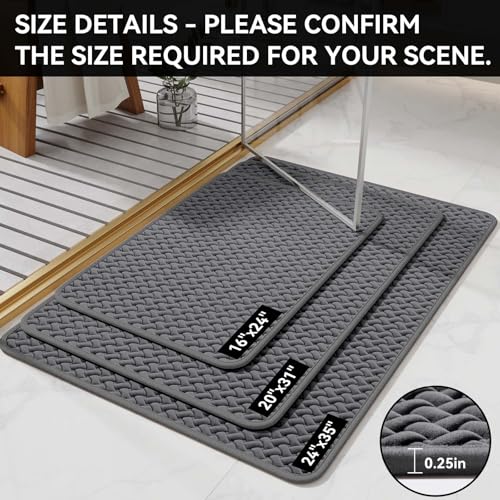 YDKGL Bathroom Rugs Non Slip, Foam Weave Texture Bath Mat, Grey 24x35 by YDKGL - Used condition - Image 2