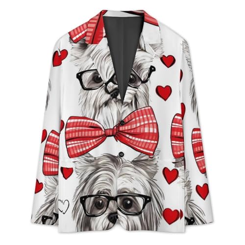 Dogs in Glasses and Bow Tie Men's Casual Blazers Slim Fit Sport Coats Blazer Two Buttons Suit Jacket for Work Party3