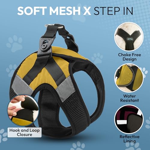 Image of Gooby Soft Mesh X Step in Dog Harness - Yellow, Small