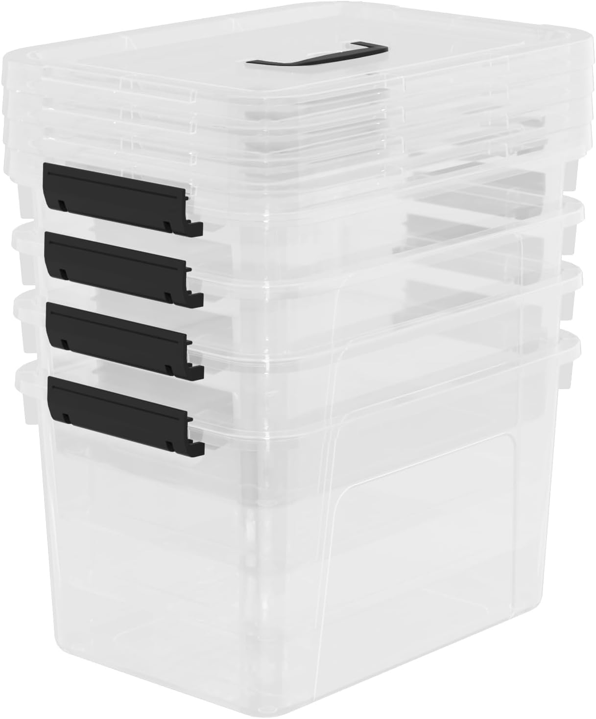 4-Pack 17.5 Quart Plastic Latch Storage Box, Storage Bin with Lids, Clear