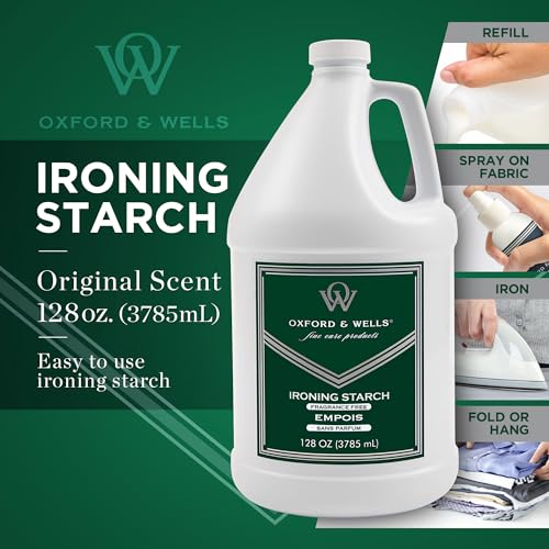 Oxford & Wells Premium Wrinkle Releaser Spray Starch - Ironing Spray, Fragrance-Free, Non-Aerosol Fabric Care - Non-Flaking, Non-Streaking, Gentle on Fabrics - Wrinkle Spray for Clothes - 128 Ounce - Thumbnail 2
