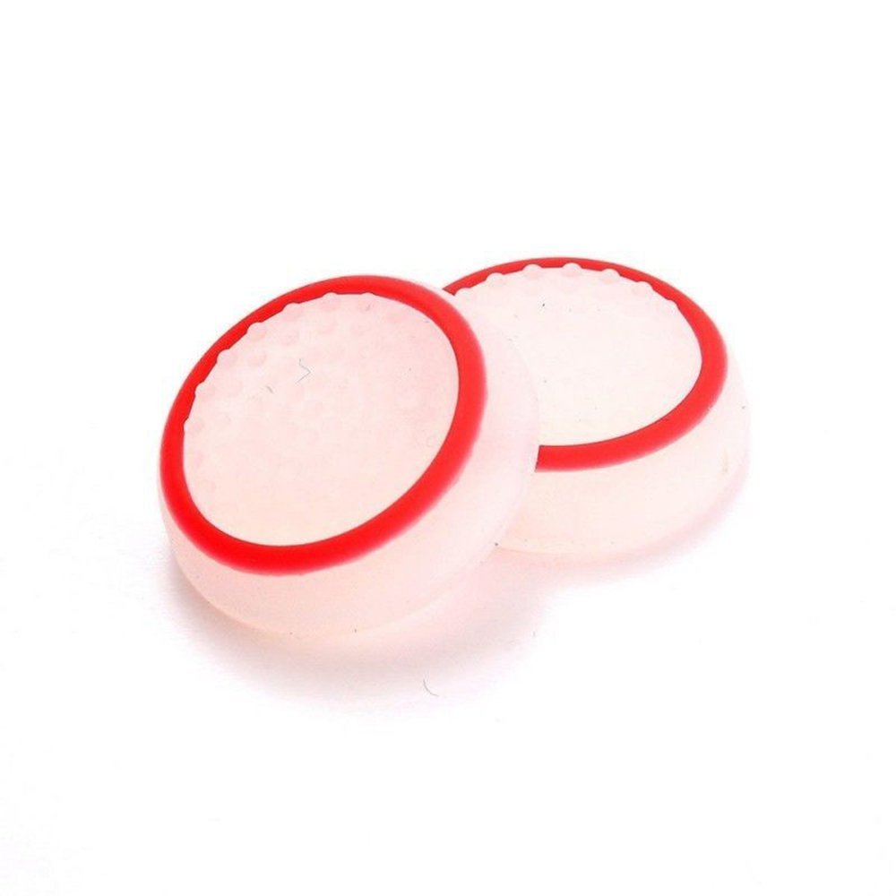 Silicone Thumb Stick Grip Cap Joystick Thumbsticks Caps Cover for PS4 Xbox One PS3 Xbox 360 PS2 Game Controllers - White w/Red