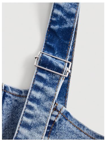 SHENHE Women's Zip Up Denim Top Adjustable Strap Sleeveless Jean Crop Top with Pockets3