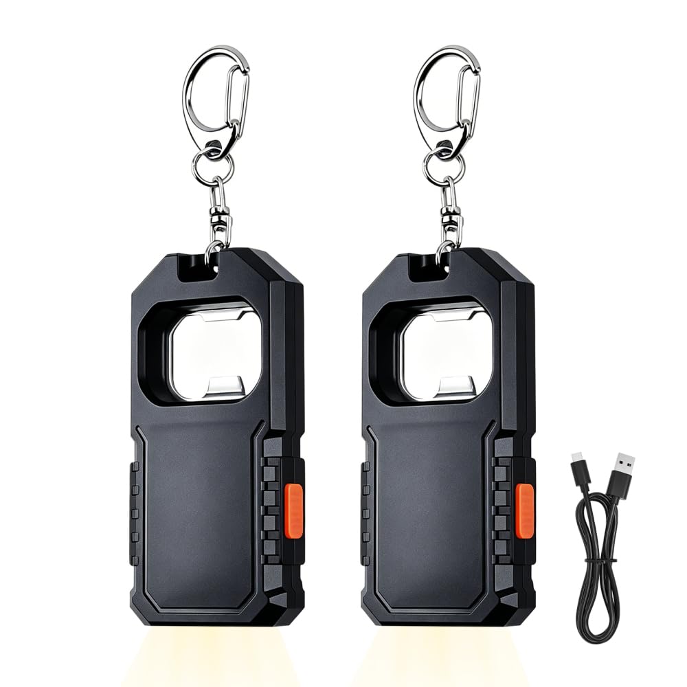 Mini Keychain Flashlight, 2Pcs Mini LED Pocket Torch with Bottle Opener