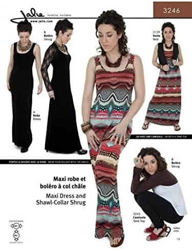Jalie Ladies & Girls Easy Sewing Pattern 3246 Maxi Dress & Shawl Collar Shrug