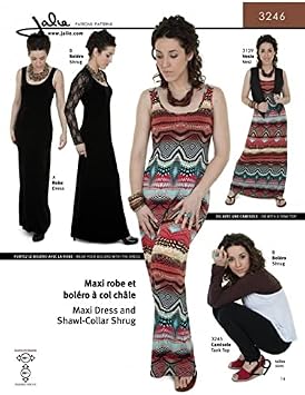 Jalie Ladies & Girls Easy Sewing Pattern 3246 Maxi Dress & Shawl Collar Shrug