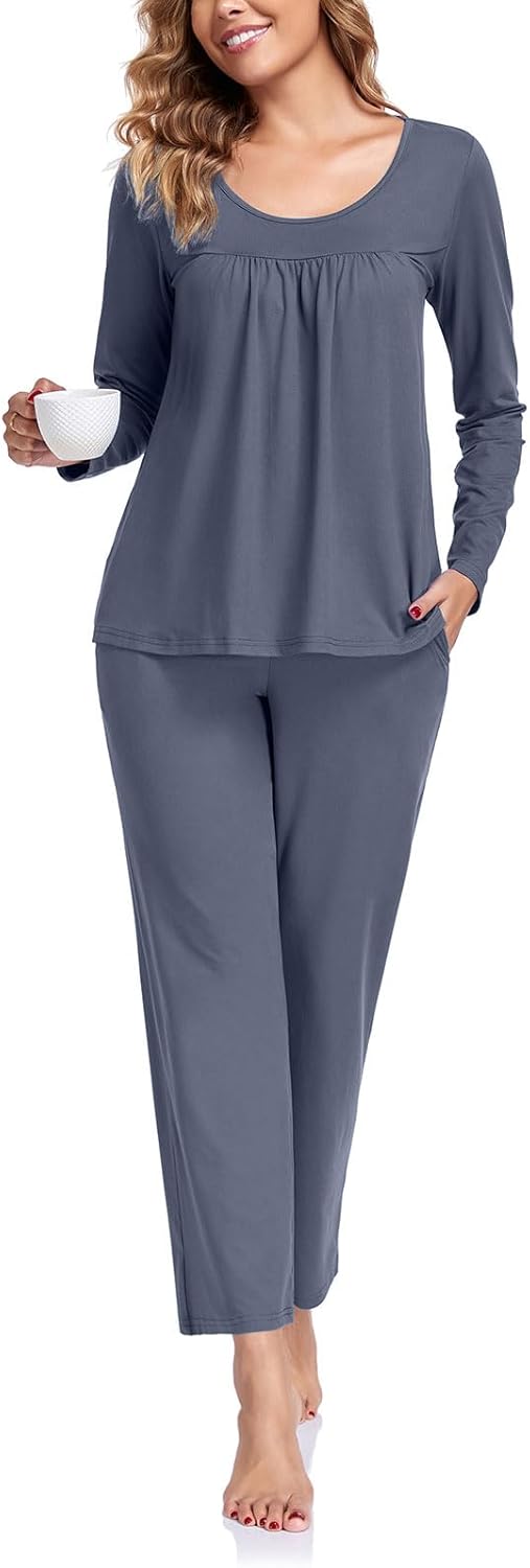 Pajama Sets for Women, Fall Long Sleeve 2 Piece Lounge Sleepwear Ladies Pjs Set with Pockets - Image 3