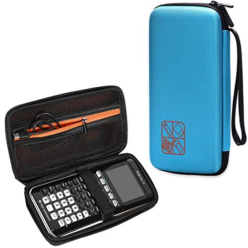 BOVKE Hard Graphing Calculator Carrying Case for Texas Instruments TI-84 Plus CE/TI-83 Plus CE/Casio fx-9750GII, Extra Zipped Pocket for USB Cables, Manual, Pencil, Ruler and Other Items, Blue