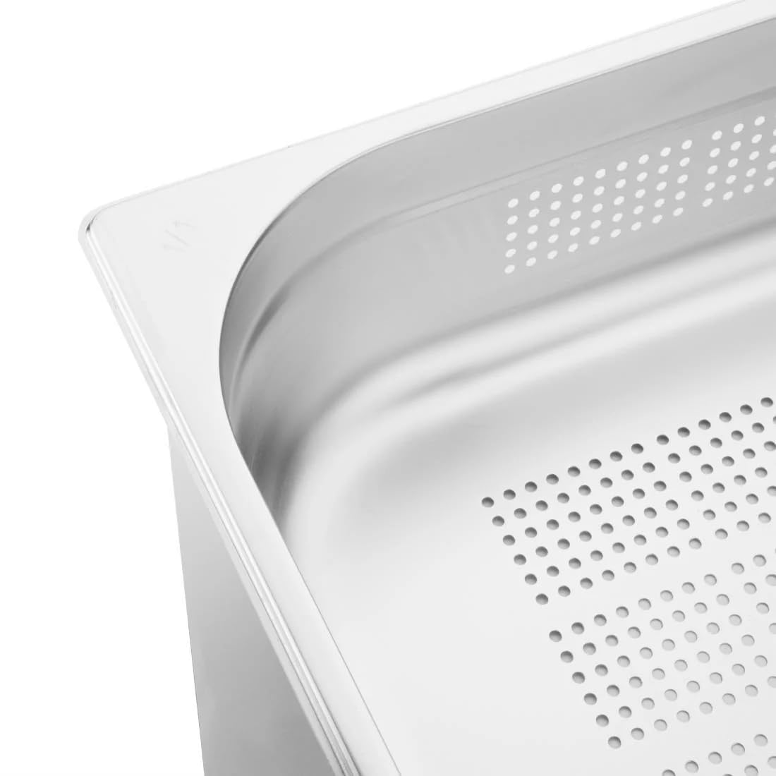 Vogue Perforierter Gastronorm-Behälter 1/1 aus Edelstahl 13,5L, Tiefe: 100mm, perforiert, ideal zum Abtropfen von Lebensmitteln - Für Kühlschrank & Ofen geeignet - Deckel separat erhältlich, K841