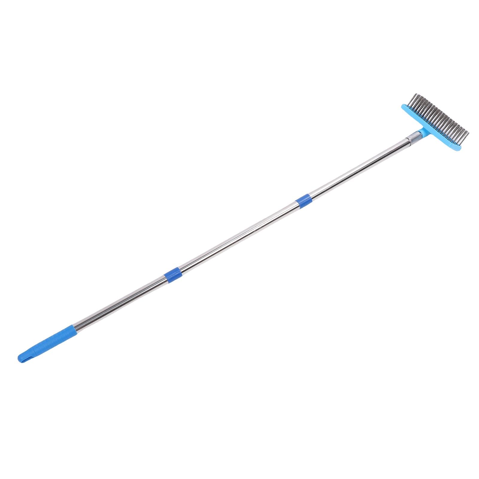 SEAFRONT Cepillo para Fregar con Largo de 20 Cm, Escoba Telescópica de Alambre de Acero, Cepillo de Limpieza Duro con Postes de Extensión de Acero Inoxidable para Eliminar la Suciedad y (120cm)