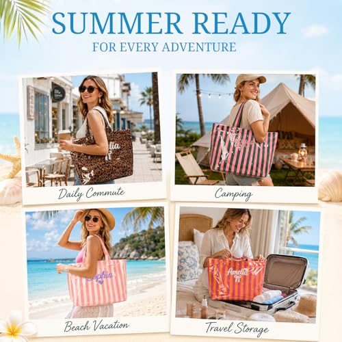 Image of Personalized Waterproof Beach Tote Bag for Women, PVC Sandproof Pool Handbag for Summer, Bridesmaids Birthday Gifts