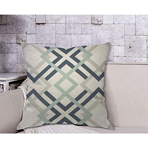 Aoyego Navy Blue And Aqua Graphic Throw Pillow Cover Rhombus Geometric Diamond Repeat Collage Grid Regular Classic Graphic Pillow Case 18X18 Inch Decorative Men Women Boy Girl Room Cushion Cover #TOP3