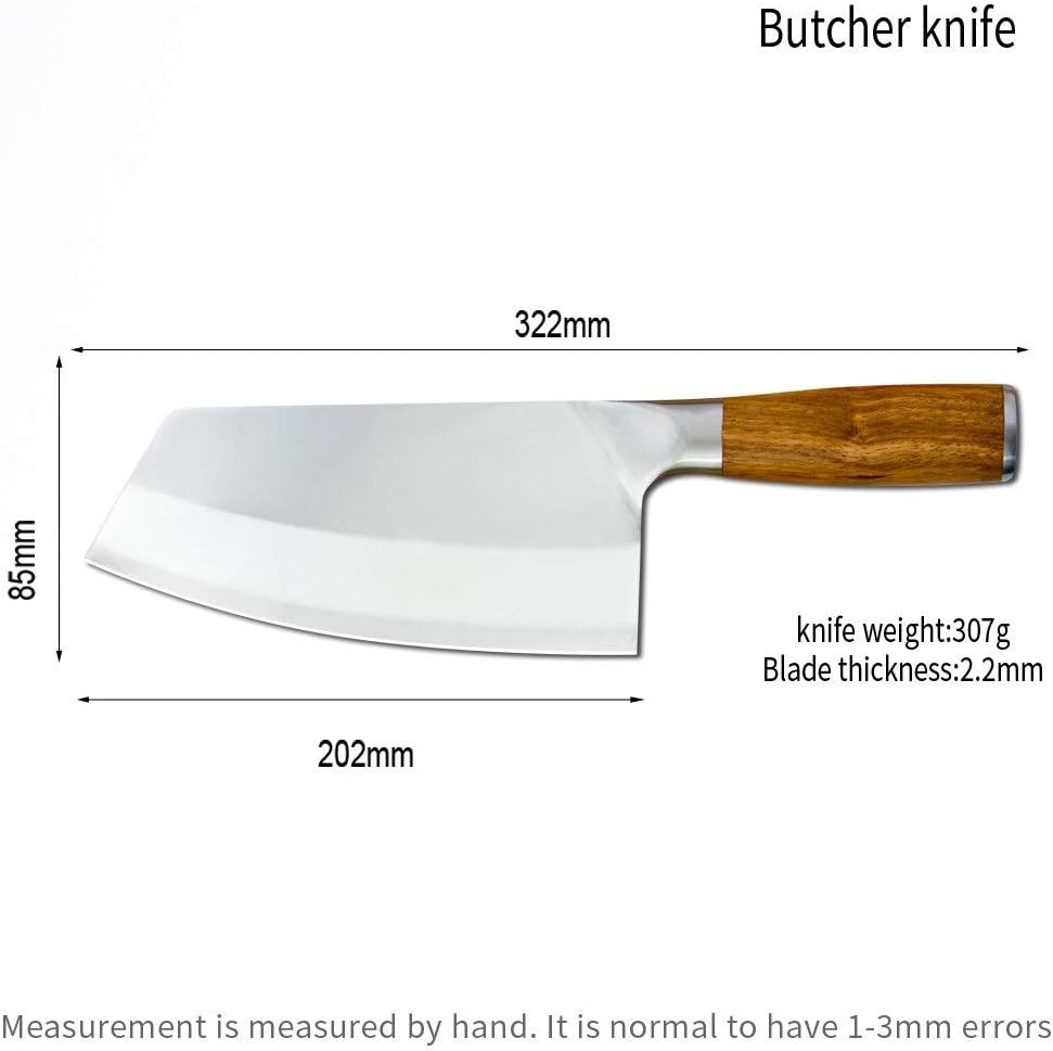 Meat Cleaver Knife, Chinese Kitchen Knife Cutter Serbian Chef Knife Full Tang Butcher Slicer Santoku Cleaver Cutter Slicing Filleting Steak Knife