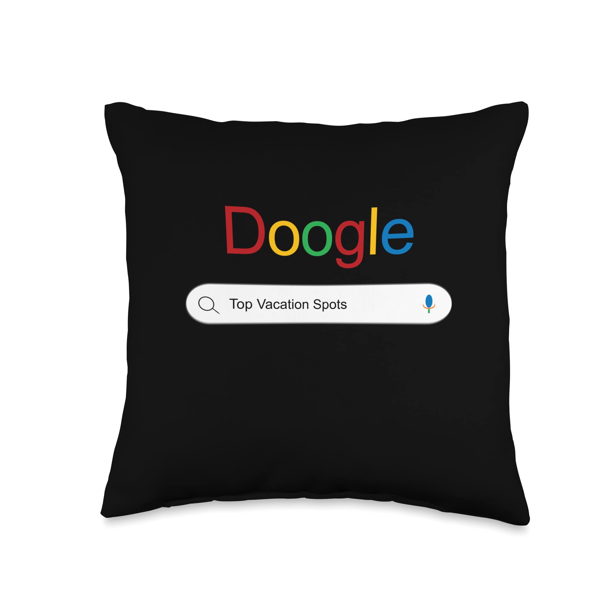 Top Vacation Spots Search Doogle Engine Spring Summer Fall Throw Pillow, 16x16, Multicolor