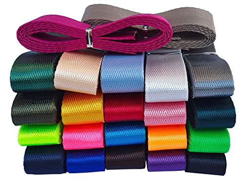 MONIDOOR Nylon Webbing 1 Inch 22 Yards Durable Flat Nylon Strap Belt 22 Colors for Backpack,Cargo Strap,Pet Leash or Collar,Gardening,Craft(1201 Mixed Color 1,1 Inch)