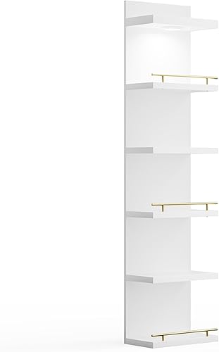 Miniatura 13 de REIBII Estantería de pared de 8 niveles, estante de falta blanco, estantes flotantes de tocador con luz LED, estantes flotantes versátiles