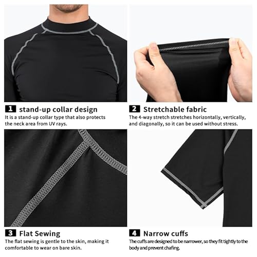 Actleis US-AL20008XLCGY Men'S Short Sleeve Rash Guard, Upf50+ Uv Sun Protection Tee Quick Dry Swimming Shirts Xl Charcoal Gray thumb #3