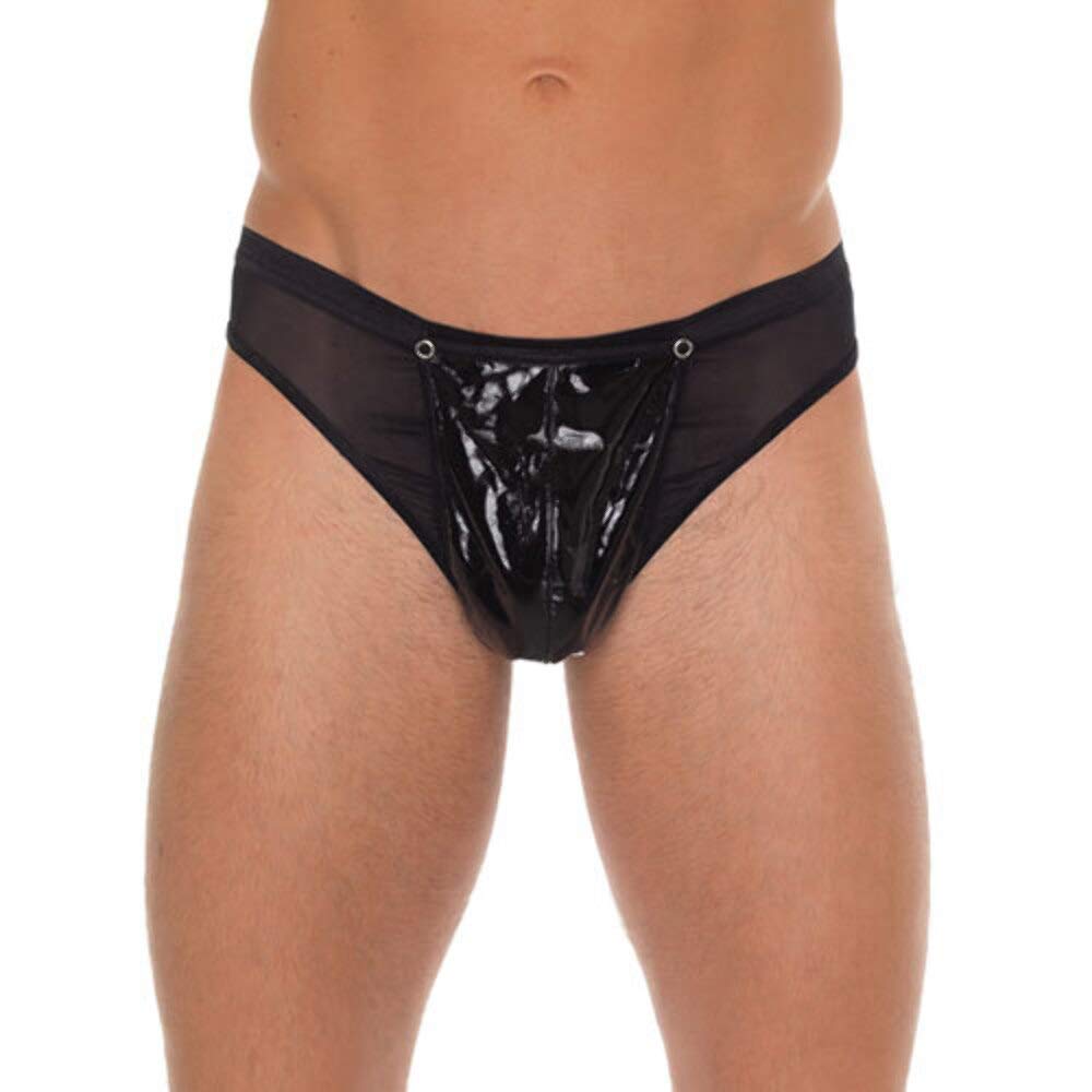 Rimba String mit Tasche aus Lack für Herren, Einheitsgröße, Schwarz