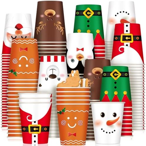 Amazon.com: Lallisa 100 Sets Christmas Disposable Coffee Paper Cups ...