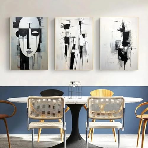 Peinture à l'encre noire et blanche abstrait XINBAO affiche sur toile pour salon 40x60cm