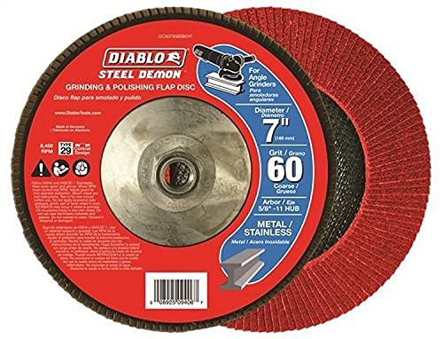 51QmR2qCKMS. SL500 Diablo Steel Demon Flap Disc with Hub for Metal - Fast Material Removal & Polishing, Coarse 60-Grit, 7