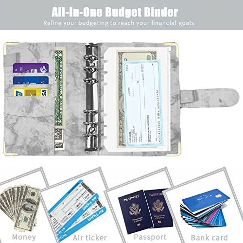Nxpoy Cash Envelopes For Budgeting, 50 Pcs Budget Binder With Zipper Envelopes And Expense Budget Sheets, Waterproof Pu Leather A6 Binder For Money Saving Organizer(Grey Marble Pattern) #TOP3