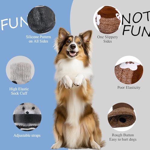 Hundeschuhe 2 Paar Hundeschuhe Pfotenschutz Outdoor Schwarzbär Hundesocken Anti Rutsch mit Verstellbarem Klettverschluss Gegen Pfotenlecken,für den Innen-und Außenbereich Geeignet(L)
