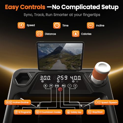 Image of Walking Pad Treadmill with APP, 12% Auto Incline Treadmills for Home Office, 3.0HP Brushless Ultra Quiet Compact Walking Pad with Handle Bars, 400lbs Capacity Shock Absorption, 0.6-7.5MPH Speed