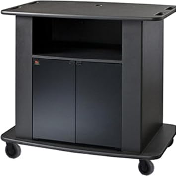 AVFI C2736-42 Tall Multimedia Cart, Durable Black Laminate Finish, 42" Height for an Unobstructed View of The Monitor in Large Rooms, Fixed Shelf for Media Players and Speakers, Interior Shelf