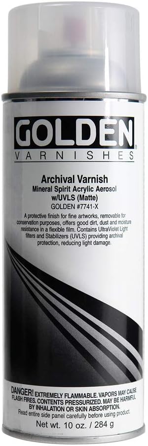 Golden Archival Varnish Spray, 10 Oz can, Semi Gloss Finish (7746-X)