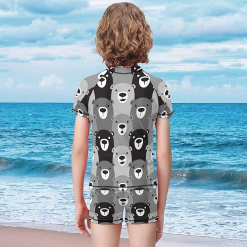 Monochrome Bear Polar BearChildren's Swimsuits Boys Two Piece Suit8-10Y（130cm）2