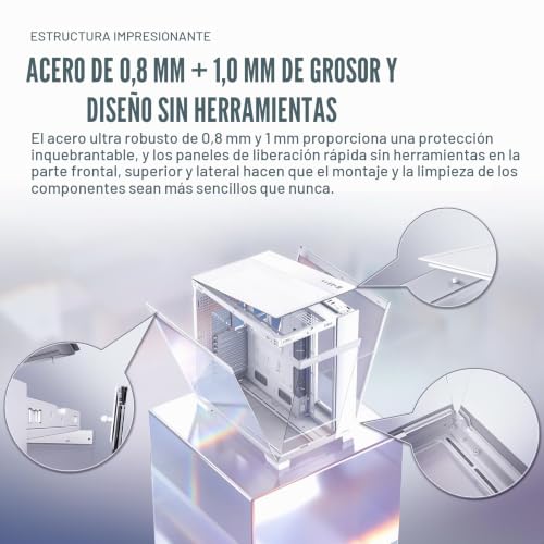 Caja PC doble cámara Antec C8 Blanco con cristal templado y puerto Tipo C frontal 5