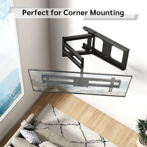 Image of Long Arm TV Wall Mount with 180Swivel and Tilt +5 /-20 Level Adjustment, TV Bracket Screen for TVs 37-75 Inches,Hold up 132LBS,Max VESA 600x400mm