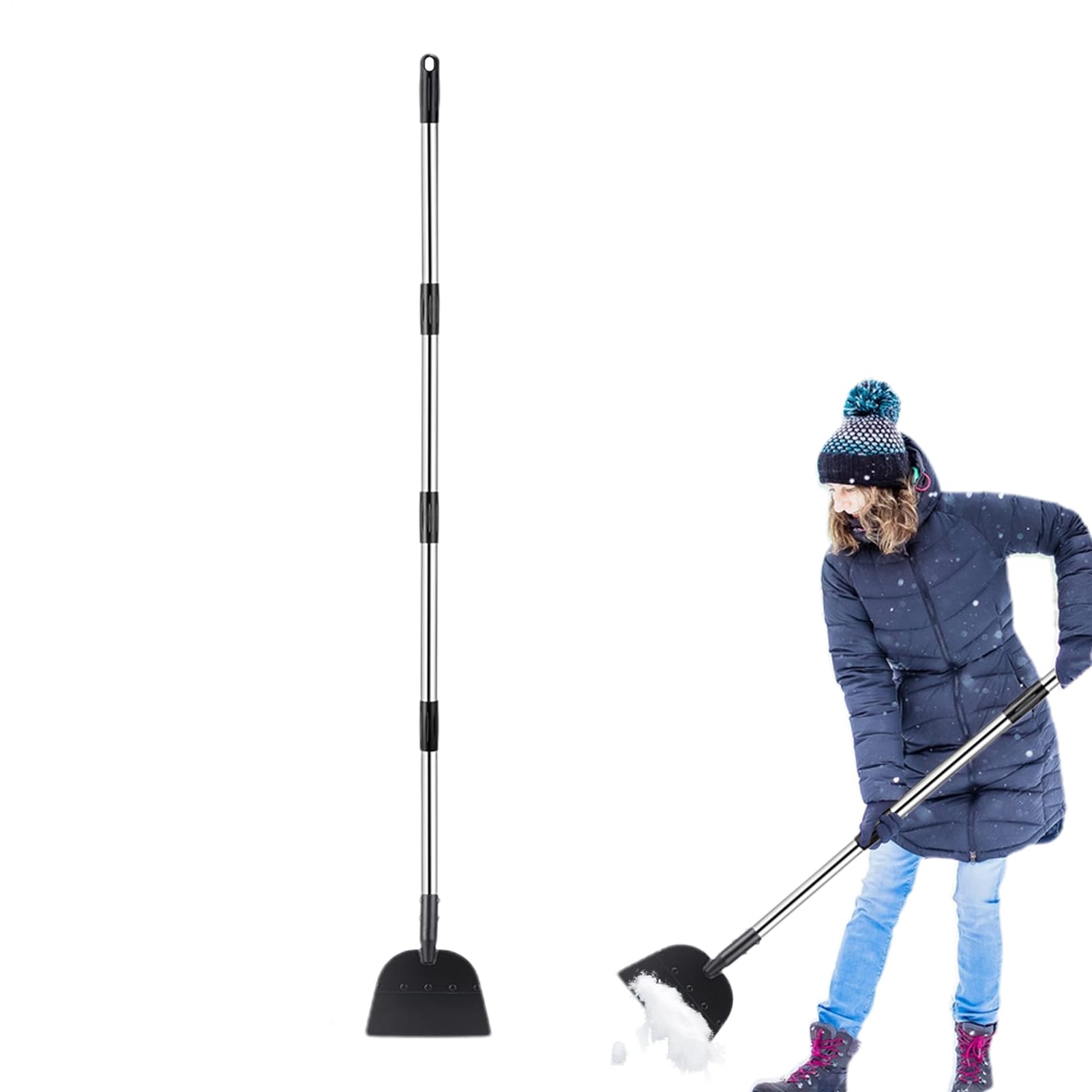 Pala Piatta Raschia Ghiaccio con Manico Lungo | Raschiatore Neve e Ghiaccio per Cortile Prato Terrazzo Balcone Marciapiede